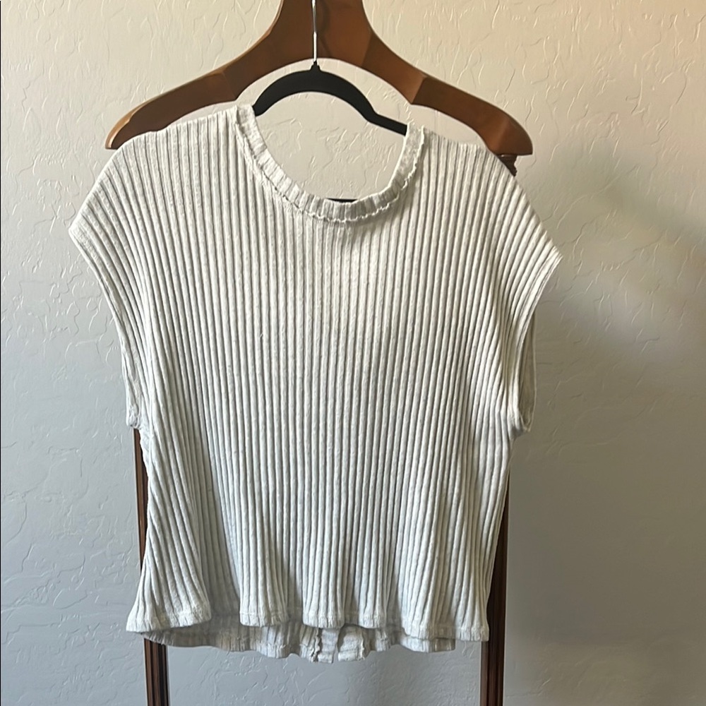 Project Social Reversible Ribbed White Top Size S